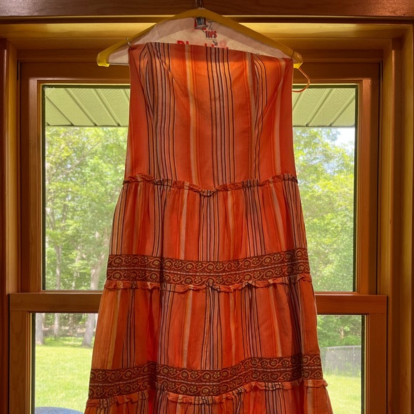 Kit Cornell Strapless Orange Ruffle Dress - Size Small - Picture 4 of 5
